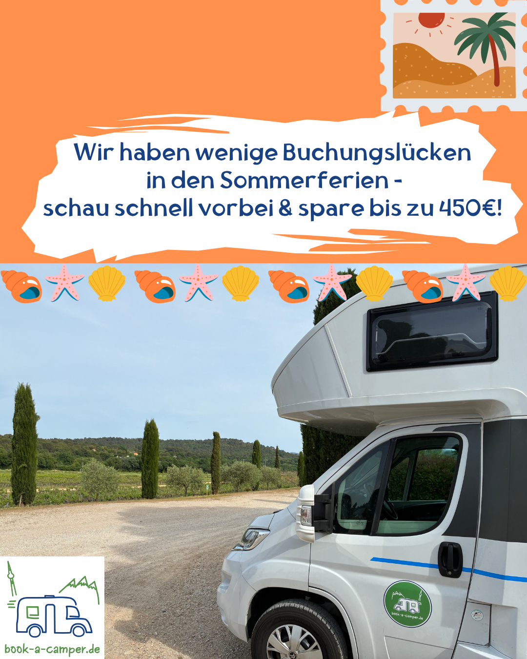 Die Sommerferien stehen vor der Tür-                          Jetzt spontan einen unserer Camper mieten und sparen 🏖️